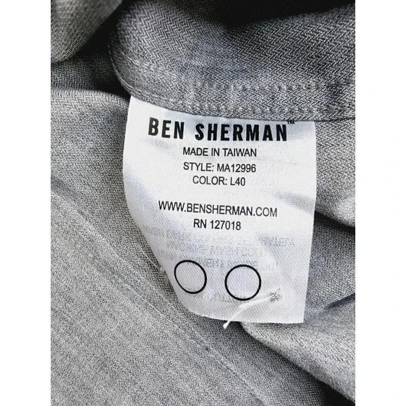Ben Sherman Soho Slim Fit Mens Size Large Gray Black Polka Dot Long Sleeve Shirt - Picture 12 of 13
